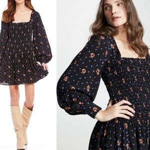 Free people smocked two faced floral mini